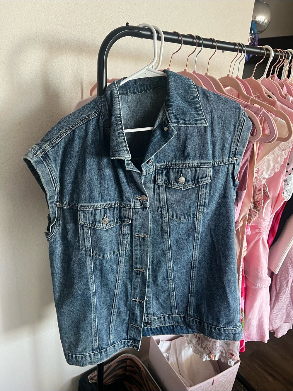 Classic Blue Denim Sleeveless Vest Jacket